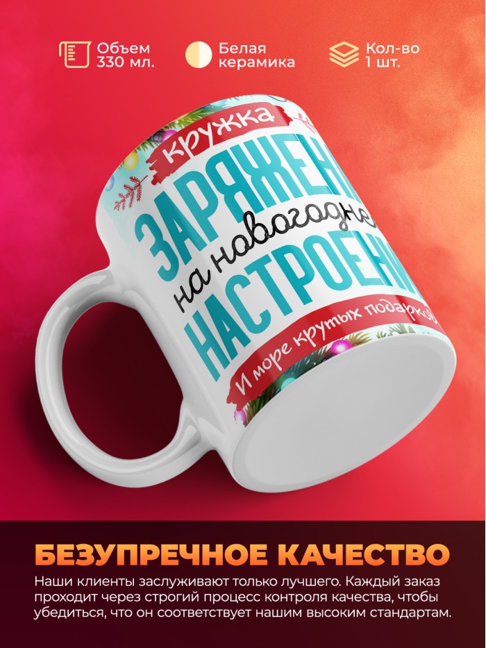 Кружка с принтом в подарок Кружка с принтом Новый год 2025, белая, 330 мл  Саратов