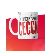 Кружка с приколом Со вкусом закрытой сессии, белая, 330 мл