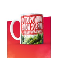 Кружка с приколом Осторожно злой хозяин, белая, 330 мл