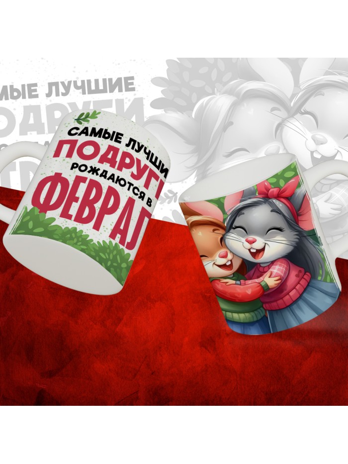 Кружка с принтом, Самые лучшие подруги рождаются в Феврале, белая, 330 мл  Саратов