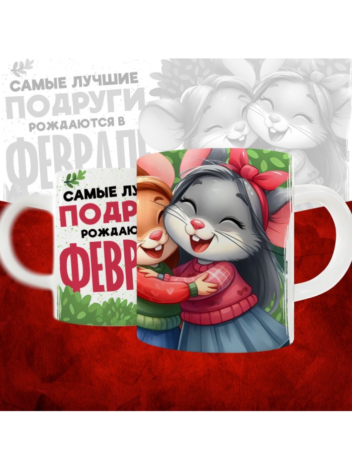 Кружка с принтом, Самые лучшие подруги рождаются в Феврале, белая, 330 мл  Саратов