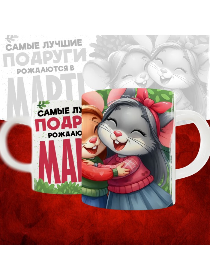Кружка с принтом, Самые лучшие подруги рождаются в Марте, белая, 330 мл  Саратов