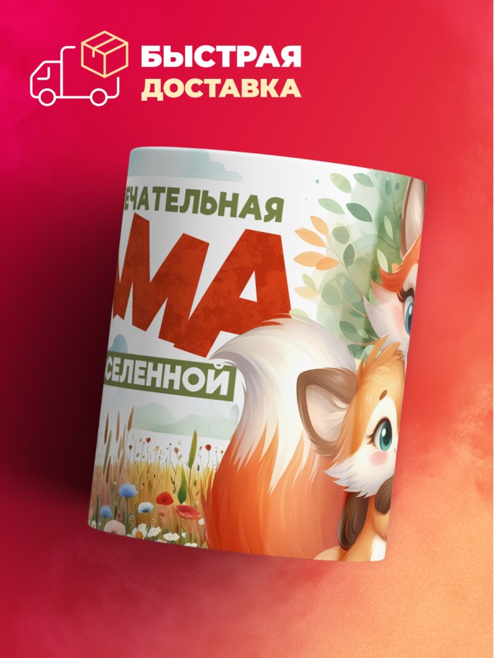 Кружка с принтом: Самая замечастельная мама во всей вселенной, лисички, белая, 330 мл  Саратов